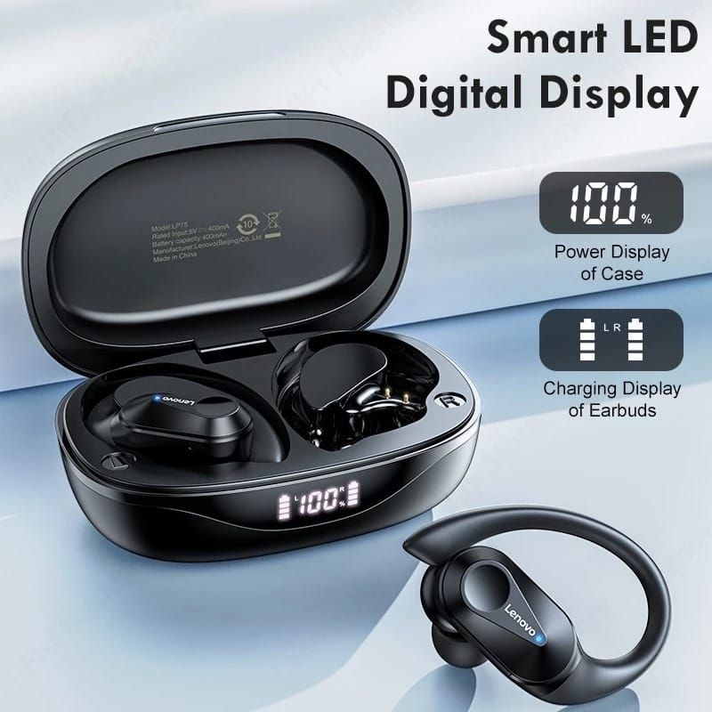 Lenovo Thinkplus LP75 TWS Bluetooth Earphones V5.3 OWS Open Ear Sport Headphones IPX5 Waterproof Ear