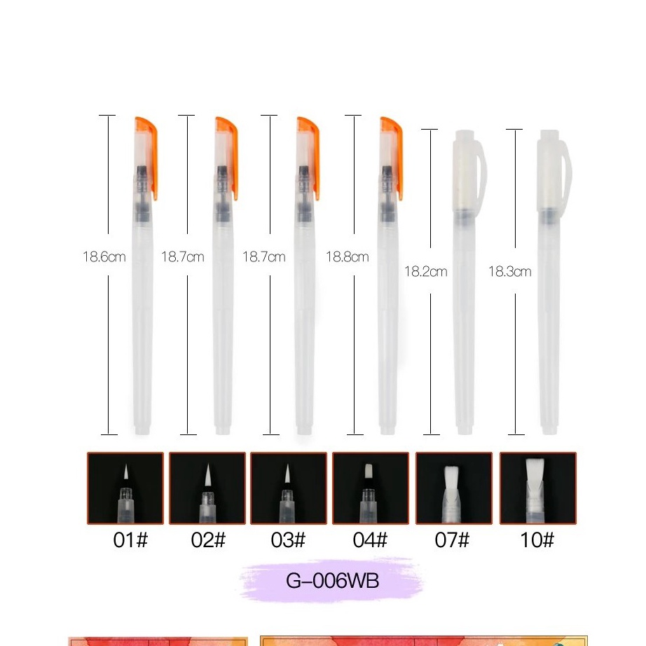 

KODE O22B Giorgione water brush set 6 long handle