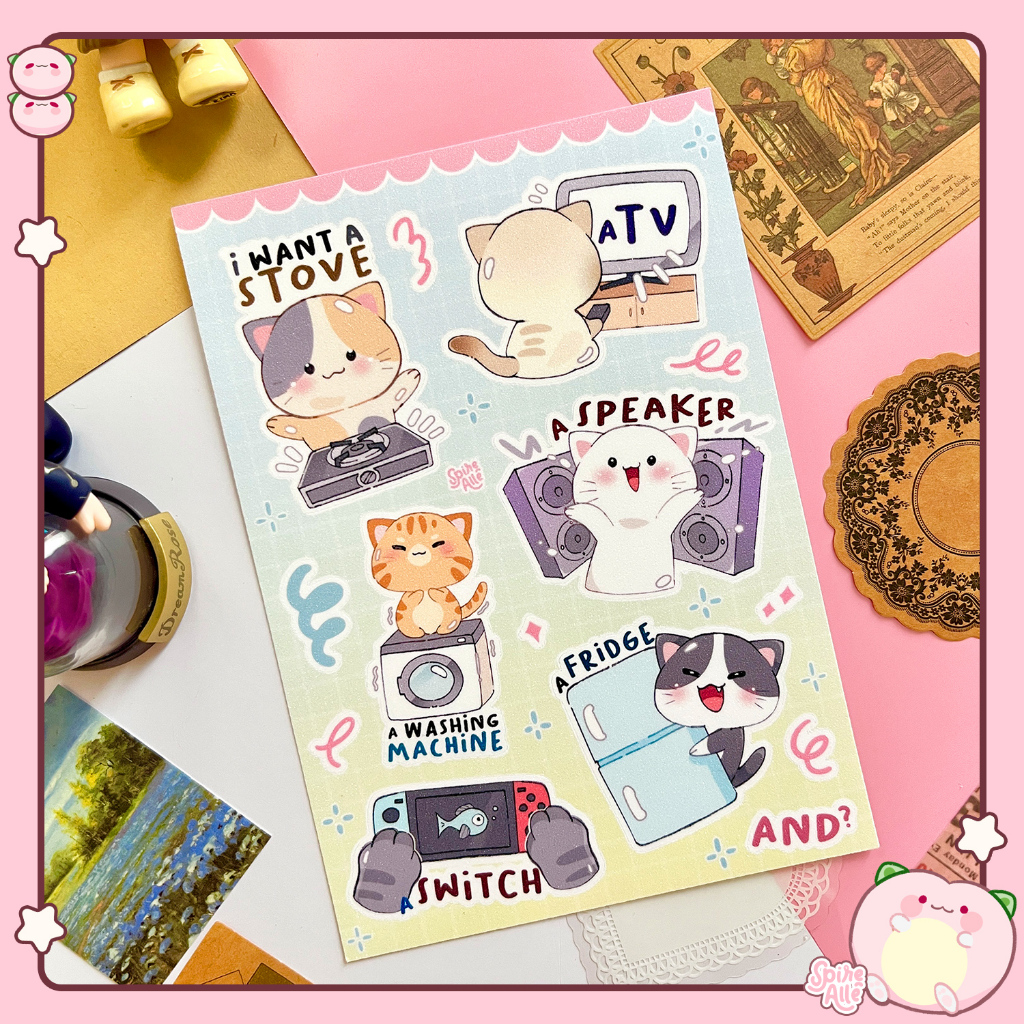 

Cat I Want a Stove & a TV Meme Sticker Sheet