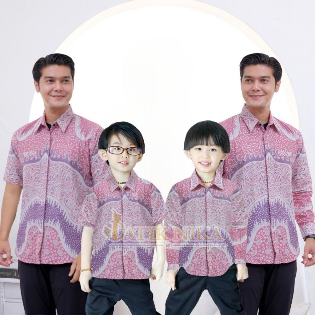 BATIK PIRAMID PINK TERBARU BATIK PRIA Kemeja batik ayah dan Kemeja Batik anak cowok BATIK WARNA PINK
