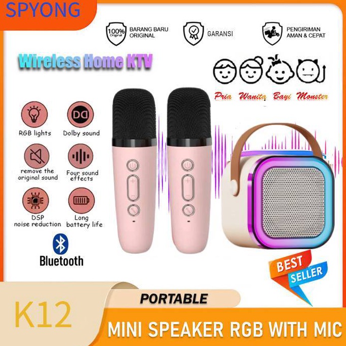 Paling Diminati SPYONG Mini Speaker Karaoke Microphone Bluetooth Speaker Mic Wireless Mikrofon Porta