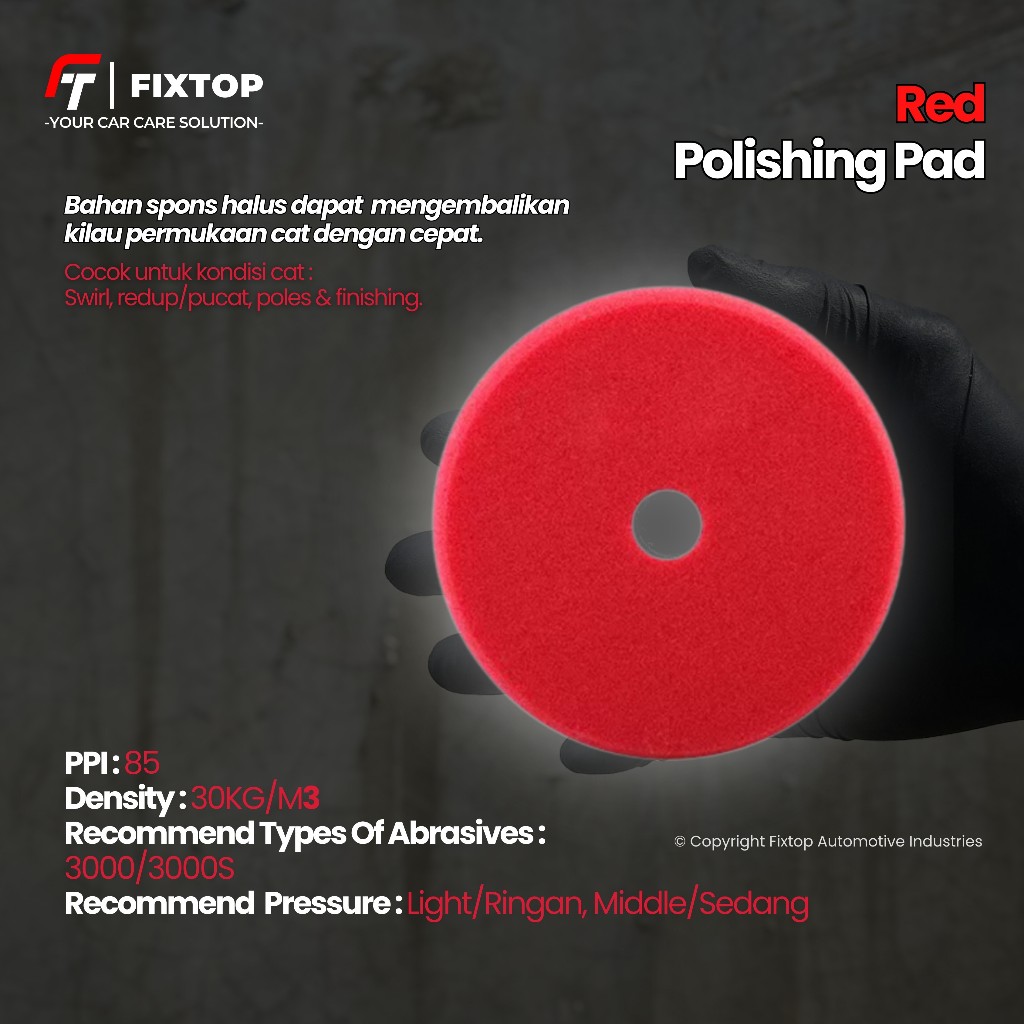 Kilau Holiday Fixtop Busa Mesin Poles Mobil 7 Inch Da/Ro Spon Foam Pad 7" Poles Dual Action Rotary