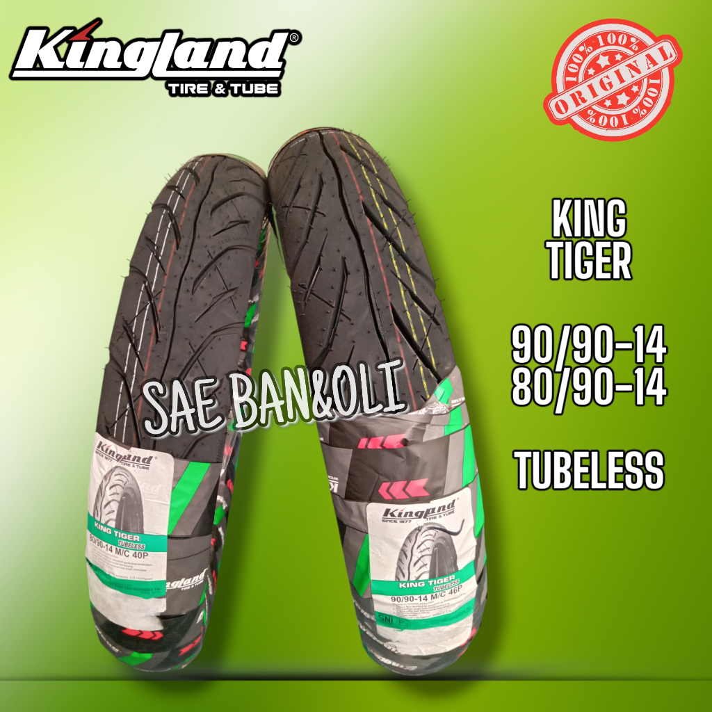 BAN LUAR TUBELESS KINGLAND 90/90-14 KING TIGER & 80/90-14 KING TIGER Ban Motor Matic Tubeless