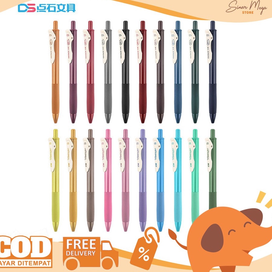

Price DS Vintage Ink Series Retractable Gel Pen Pulpen Ballpoint Warna Vintage Retro Lucu Unik