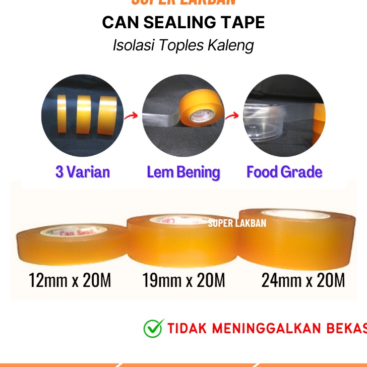 

PESTA HARGA SPESIAL Isolasi Toples Kaleng Biskuit Can Sealing Tape Selotip Toples Food Grade Free of Hazardous Chemical