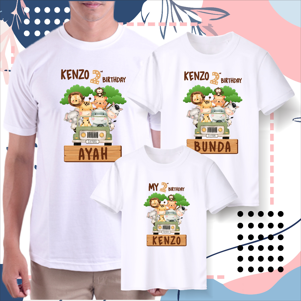 Kaos Ulang Tahun Anak / Kaos couple family anak / Setelan Pendek Keluarga / Kaos Custom animal Zoo /