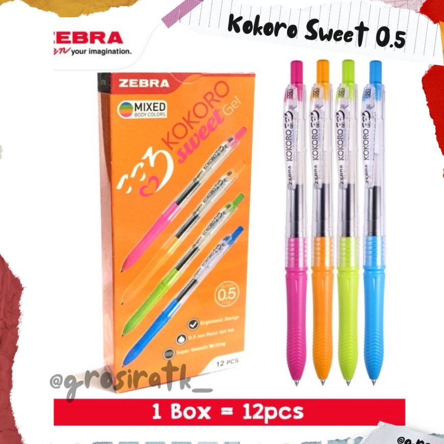 

KI3 Zebra Pulpen Kokoro Black 12 Pcs Kokoro Sweet 1 Lusin tinta hitam