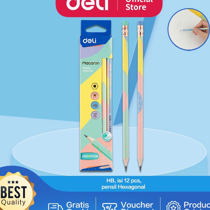 

FG2 Deli Pencil Macaroon Pensil Macaroon HB Dengan Penghapus PVC Tidak Be EU548