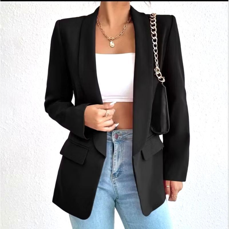 Jas/Jas Wanita/blazer wanita kerah lurus/blazer wanita warna Hitam merah fanta