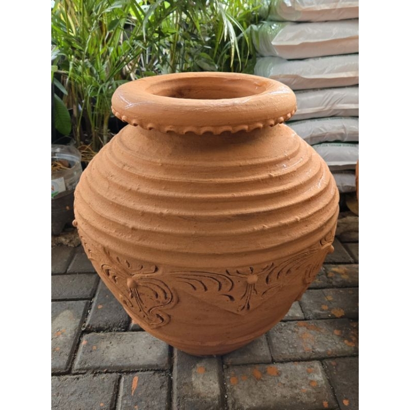 gentong gerabah tanah liat untuk simpan air Diameter 50 Tinggi 70 cm