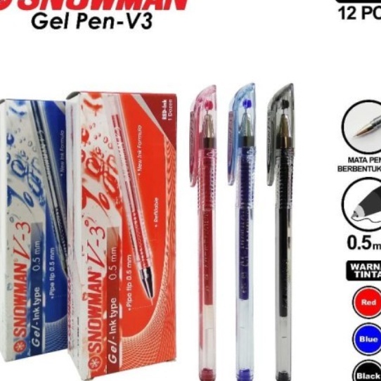 

HJ6 PULPEN SNOWMAN GEL V3 PEN BOLPOIN SNOWMAN V3 5 7 mm 12 pcs