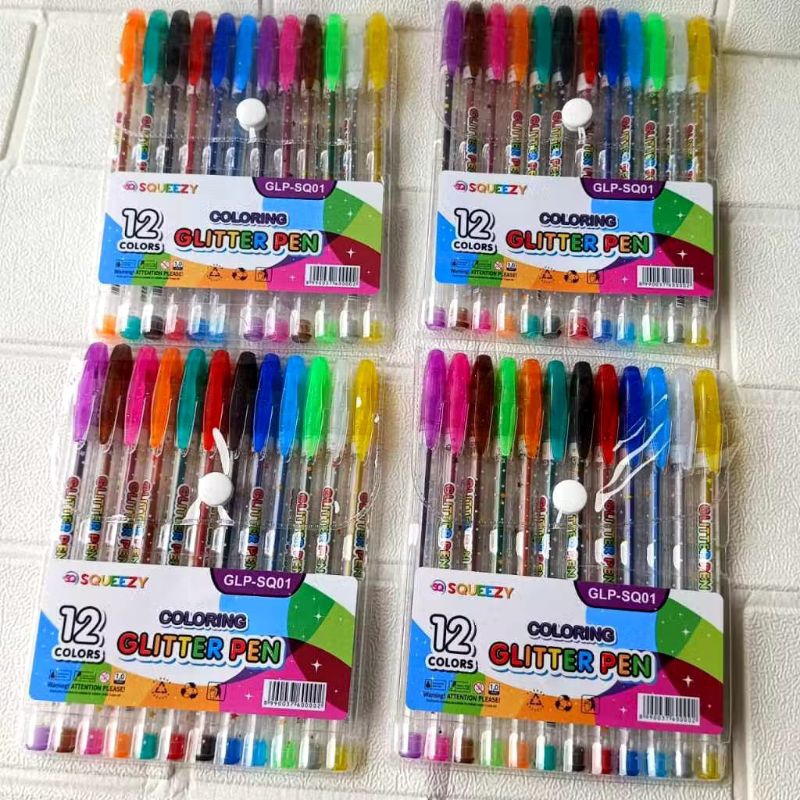 

Glitter Pen Isi 12 Warna Fancy / Pena Gliter isi 12 per Pack