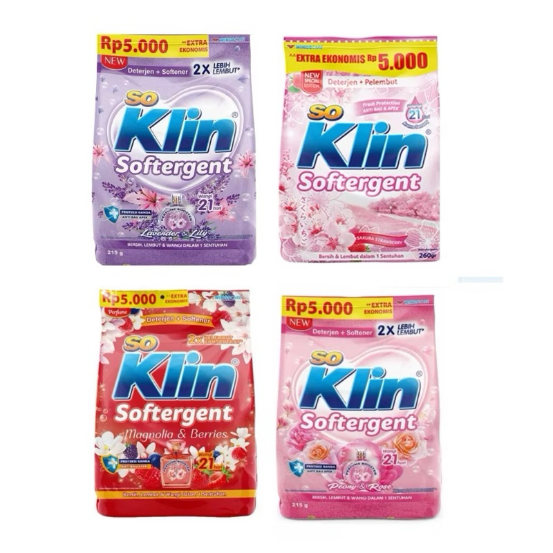 SOKLIN softergent detergen bubuk sabun cuci 215 gram