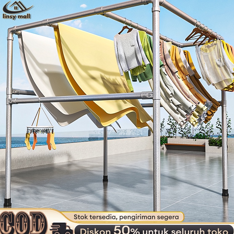 Paling Diminati Rak Gantungan Baju Stainless Jemuran Baju Stainless Jumbo Jemuran Baju Besi Kuat Bes