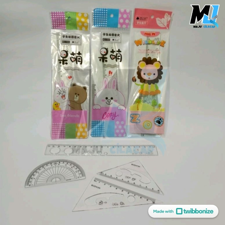 

11S SATU SET ( 4 PCS ) Penggaris Set 4 in 1 Tipis 20 Cm