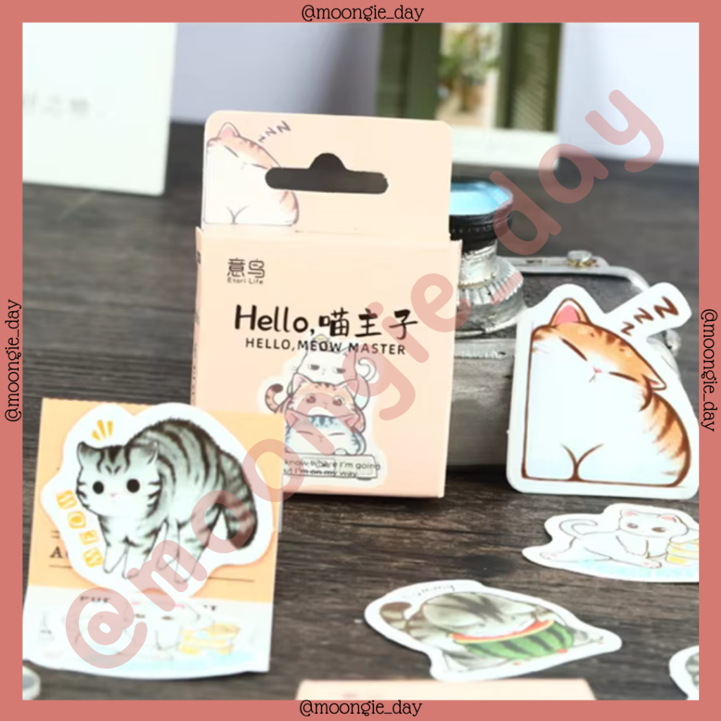 

40-45 PCS/BOX STIKER KERTAS TEMA HELLO MEOW MASTER CAT KITTEN KUCING BULLET JURNAL DIY DIARY LUCU MURAH STICKERS
