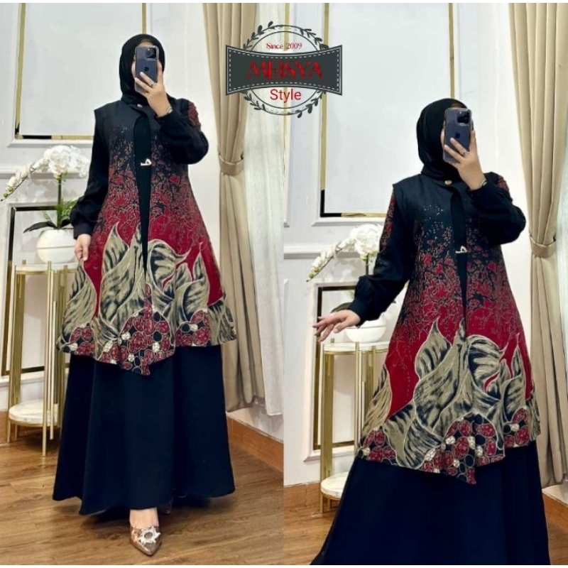 --Ranjau clothing-- Gamis Batik Katun Mix Jack Black Mewah