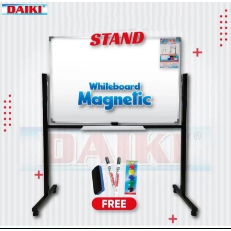 DAIKI Papan tulis White board Double face stand magnetic uk 80 x 120 cm / 90 x 120 cm.
