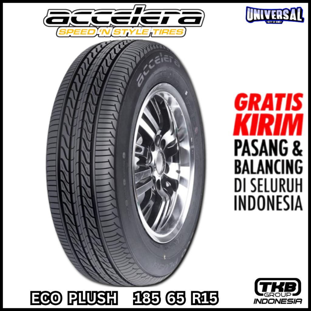 BAN MOBIL TUBELESS UKURAN BAN 185 65 R15 DIMERK ACCELERA ECO PLUSH