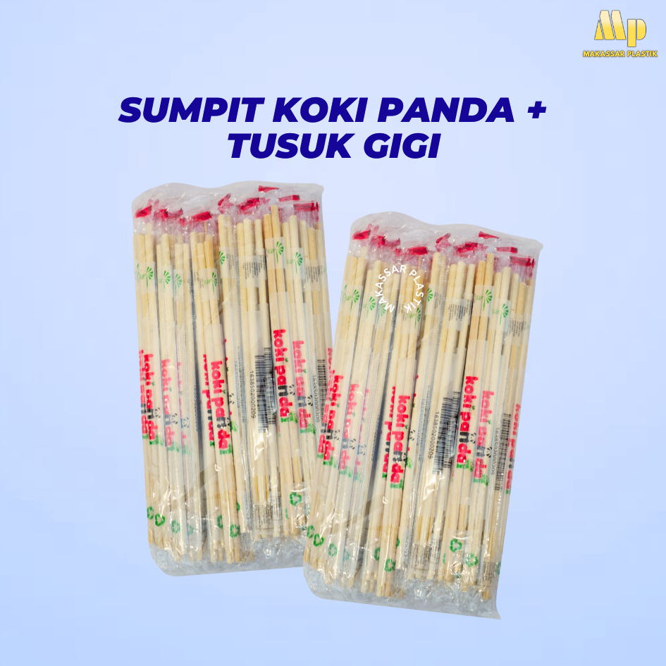 SUMPIT KOKI PANDA + TUSUK GIGI / SUMPIT KAYU / SUMPIT MAKANAN @50 PCS