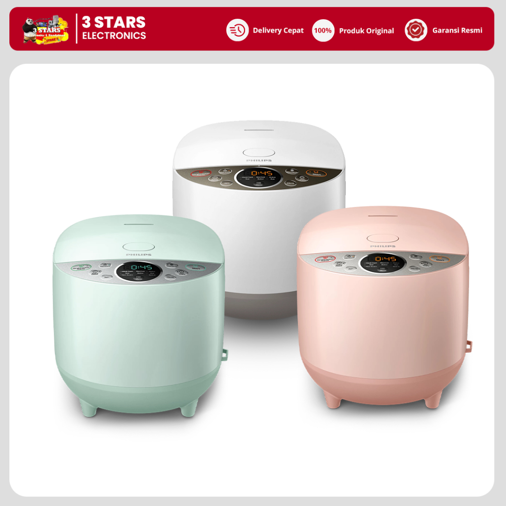 Rice Cooker Digital 1,8 Liter (Penanak Nasi) Philips HD-4515 Seri 5000 Hijau / Pink