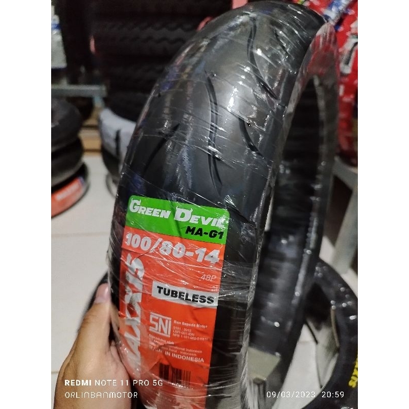 BAN LUAR PCX150 MAXXIS GREEN DEVIL/BAN LUAR MAXXIS GREEN DEVIL 100/80-14/BAN DEPAN GREEN DEVIL VARIO
