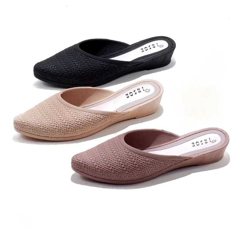 Sendal Selop Wanita Irsoe 603 Terbaru Size 36-40 Hitam Coklat Cream