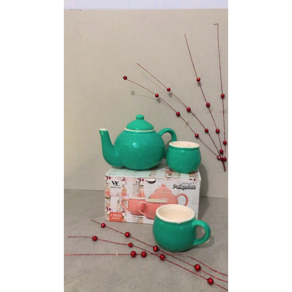 (KS002) Teko air + gelas set keramik | set cangkir dan teko lucu