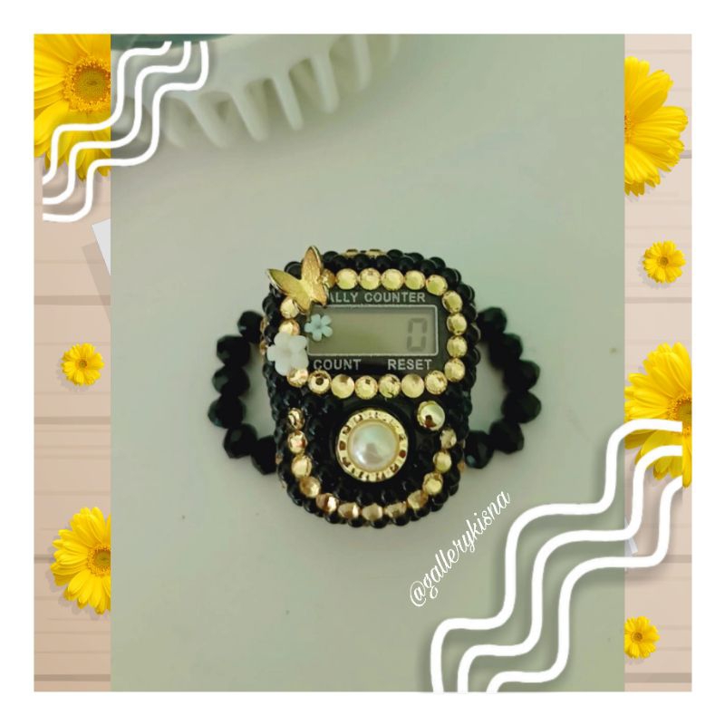 Tasbih Digital Mutiara Gold Cantik Hitam