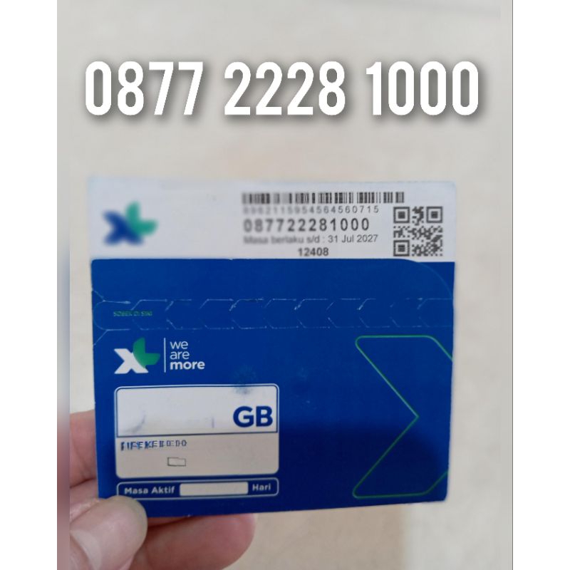 Kartu Perdana XL Axiata 4G 5G 12 Digit Nomor Cantik 0877 2228 1000