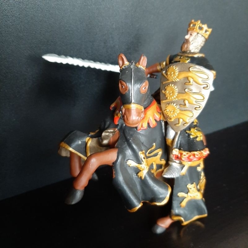 Papo Medieval Knight, King Richard The Lion Heart, set figure King dan Kuda, bekas bagus keren, ada 