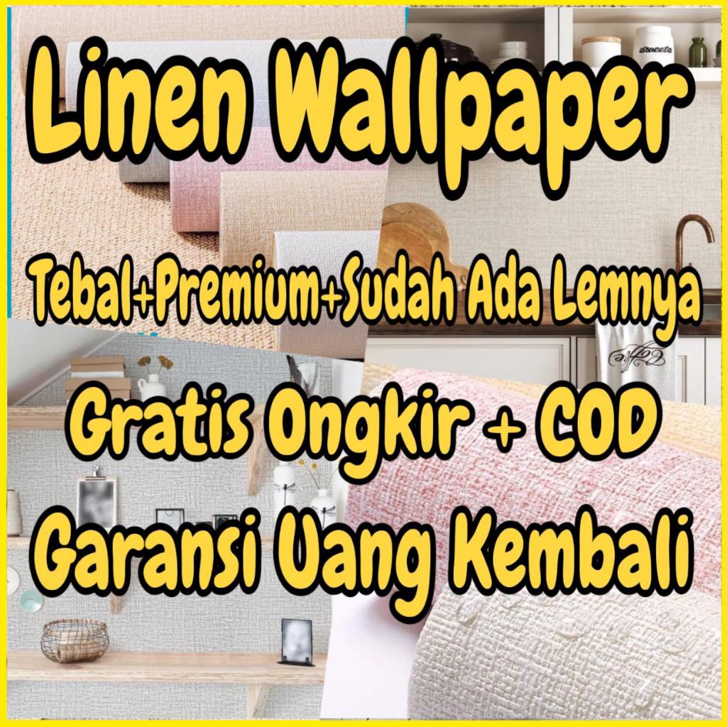 LINEN Wallpaper Linen Roll Wallpaper Dinding Dekorasi Kamar Sticker dinding kamar tidur rumah motif 