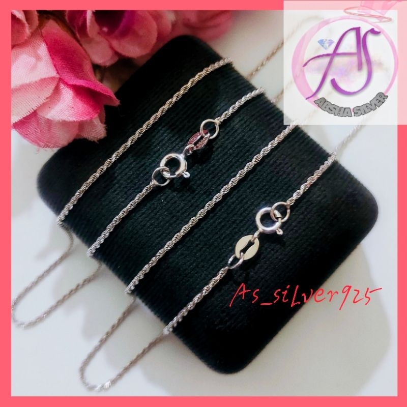 KALUNG PERAK ANAK RANTAI TAMBANG 35CM ASLI SILVER 925 LAPIS MAS PUTIH -KL RANTAI ANAK LAKI PEREMPUAN