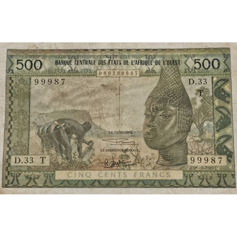#Termurah Uang Asing Kuno Negara gabon Afrika tengah 500 Francs tahun 1942 Kondisi Kertas Utuh Dijam