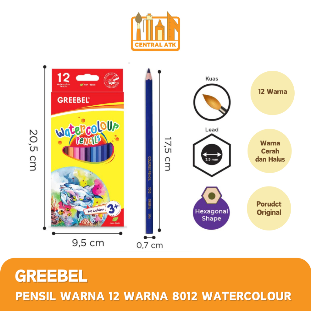 

PENSIL WARNA / COLOR PENCIL GREEBEL 12 WARNA WATERCOLOR 8012
