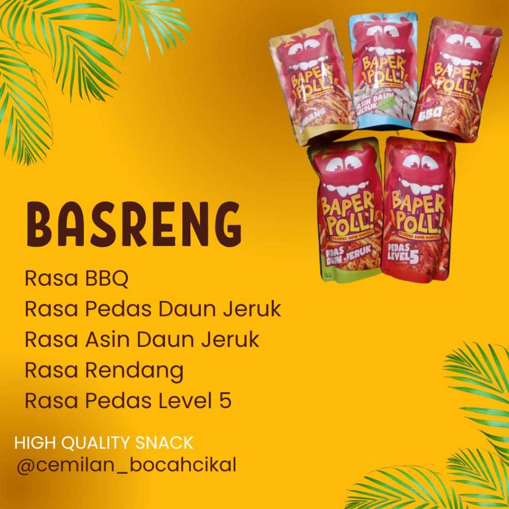 

Basreng / Basreng Nampoll / Baper Poll / Basreng Enak / Basreng Pedas / Basreng Rasa