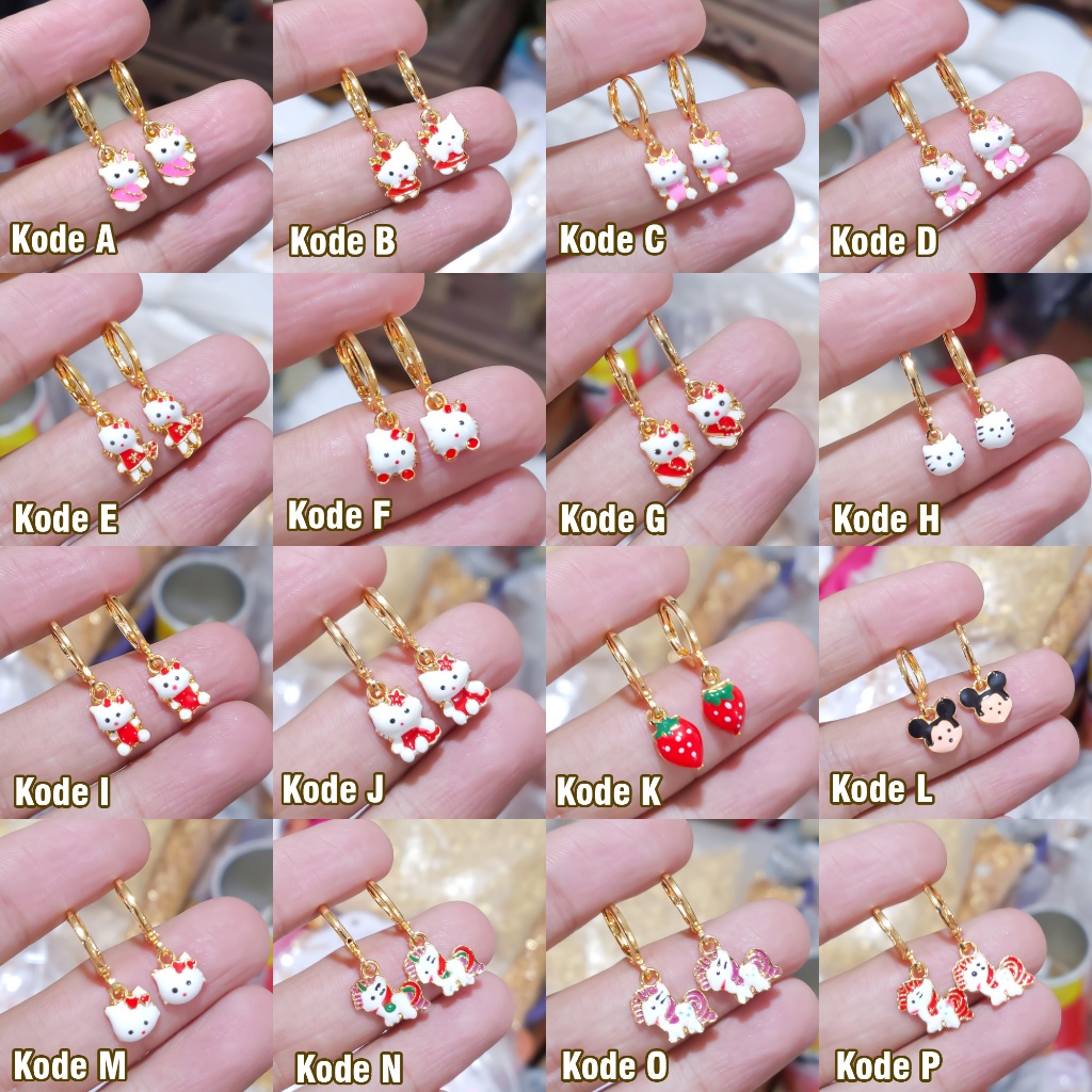 Anting Anak Jepit Anting karakter anak lucu untuk balita dan remaja cantik manis Perhiasan Emas 18k
