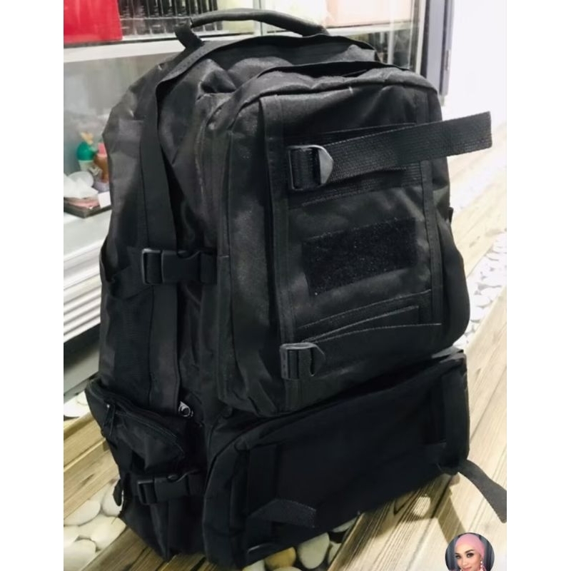 Tas Ransel Punggung Hitam Jumbo Tas Mudik Besar Kapasitas besar Tas Ransel Tebal/Kuat