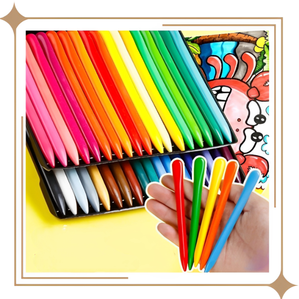 

Crayon Set Krayon Plastik 12/24 Warna / Crayon Anti Air Anti Kotor Tangan Crayon Pensil Warna