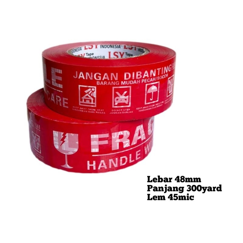 

lakban fragile full merah LSY TAPE 48mm x 300yard ( CMH )