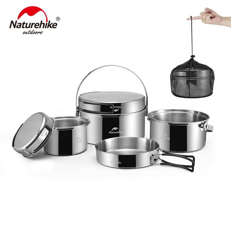 Cooking Set Camping Stainless Steel 3 in 1 Naturehike NH22CJ005 Nesting Alat masak Camping Hiking Pa