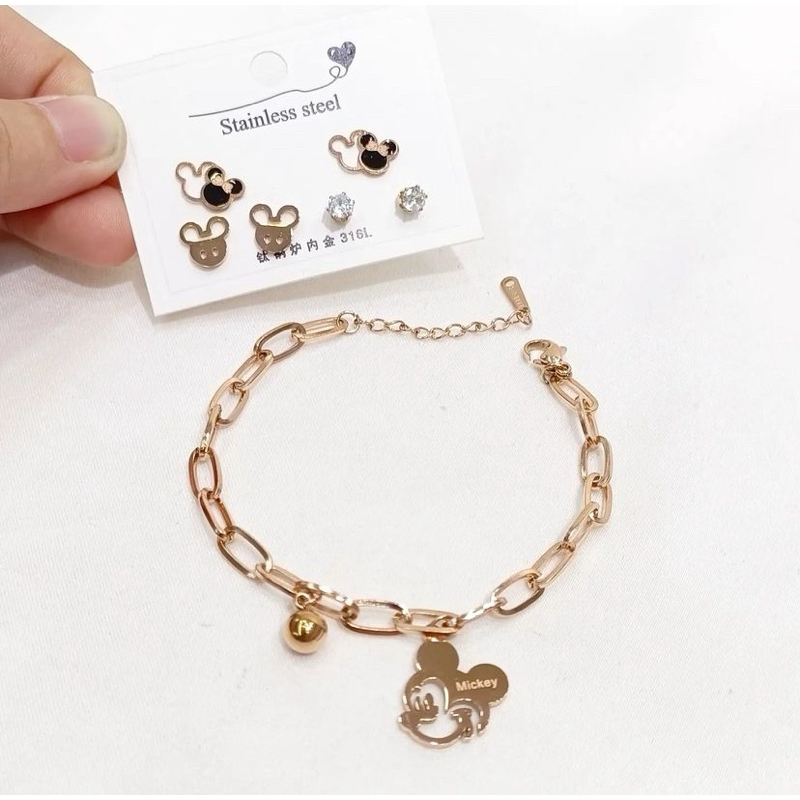 Gelang Tangan Rantai Titanium Mickeyxx Bracelet Anti Karat / Gelang Tangan Anak Mickeyxx Titanium