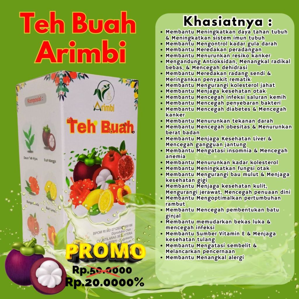 

Teh Buah Arimbi, Teh Arimbi, Teh Buah,Teh Buah Untuk Membantu Sumber Vitamin E,Teh Buah Untuk Membantu Menjaga kesehatan tulang,Teh Buah Untuk Membantu Menjaga kesehatan gigi,Teh Buah Untuk Membantu Mengatasi sembelit,