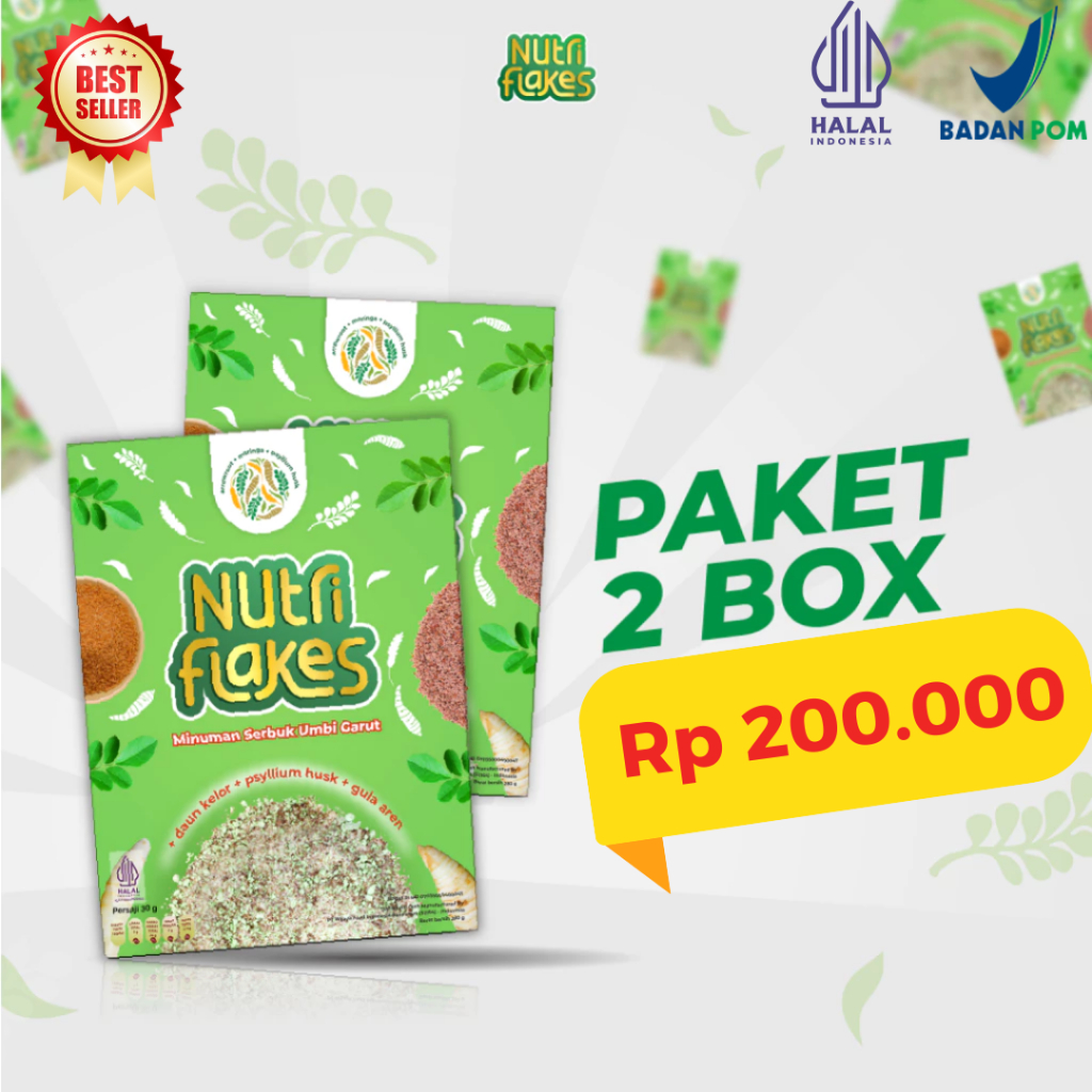 

Nutriflakes Sereal Umbi Garut Original Atasi Asam Lambung Paket 2 Box