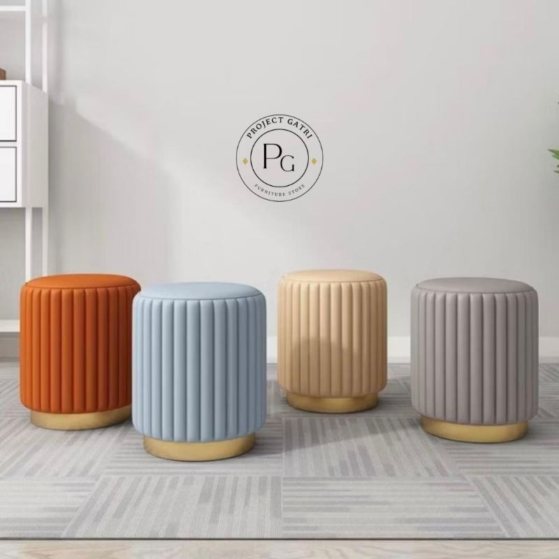 RAYA STOOL SOFA BULAT MINIMALIS SOFA AESTETIC SOFA MEJA RIAS