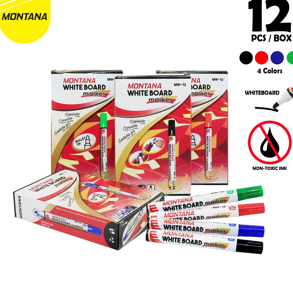 

Terlaris MONTANA Spidol Whiteboard MW12 Hitam