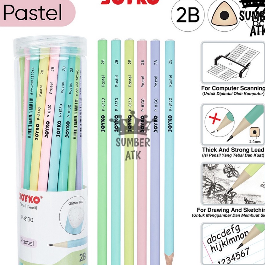 

Eksklusif Pencil Pensil Joyko P813 2B 1 Drum 36 Pcs Pastel