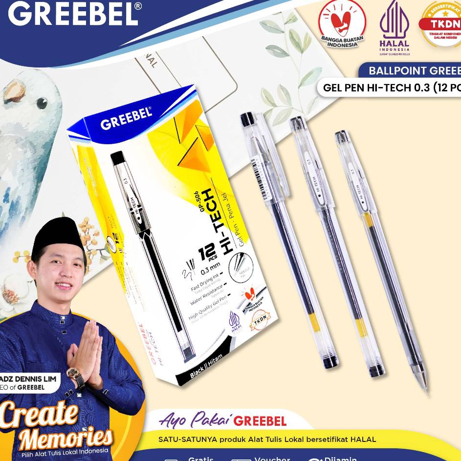 

HJ6 GREEBEL PULPEN GEL GEL PEN GP56 HITECH 3 12 PCS Tulisan halus Nyaman Denggam