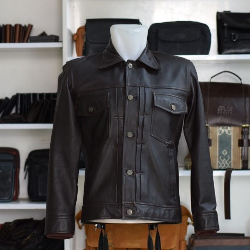 jaket jeans pria  kulit domba asli_jaket kulit pria