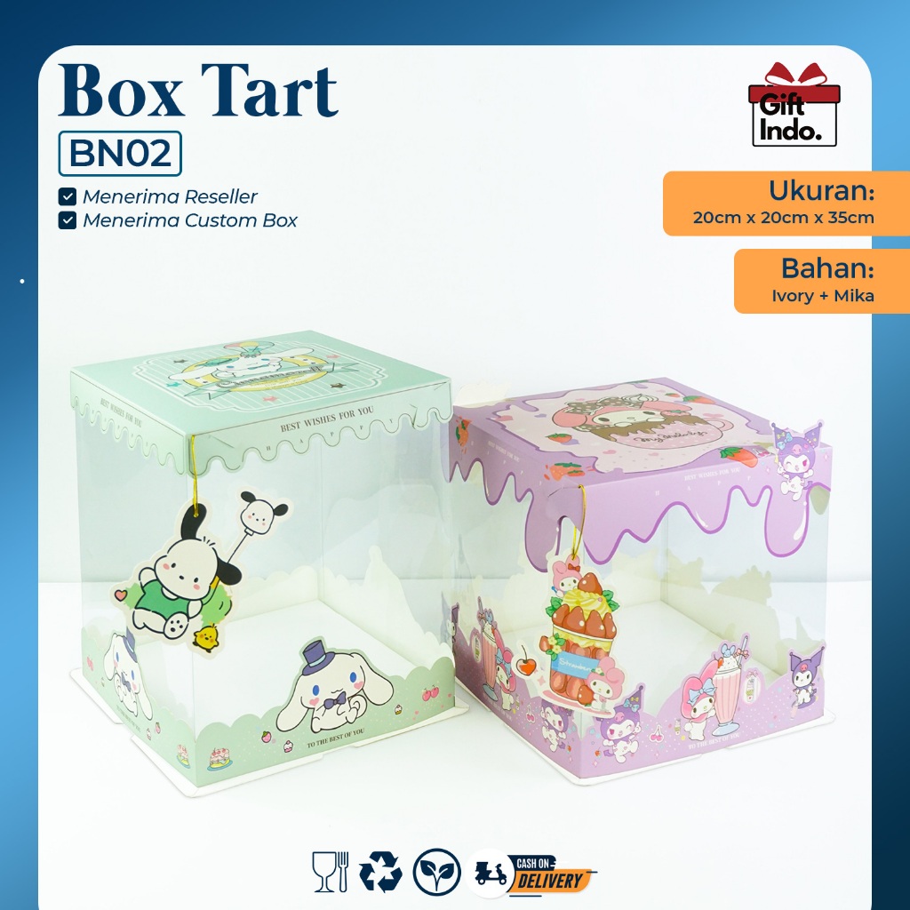 

Box Tart / Kotak Mika Tinggi / Kotak Kue Transparan / Box Kue Transparan / Kota Tart Mika Polos